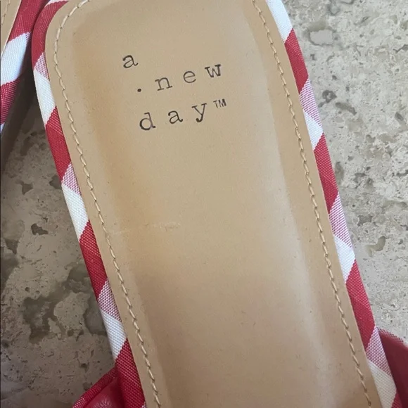Target-A New Day Red Checkered Bow Slide Sandals - Picture 2 of 4